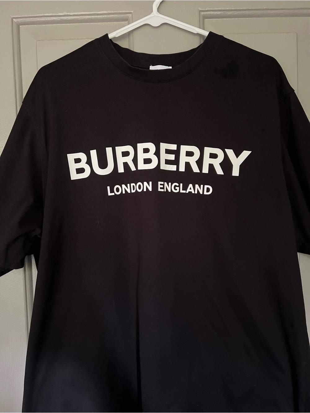 Burberry Black Tee with White Logo - Kids Short Sleeve